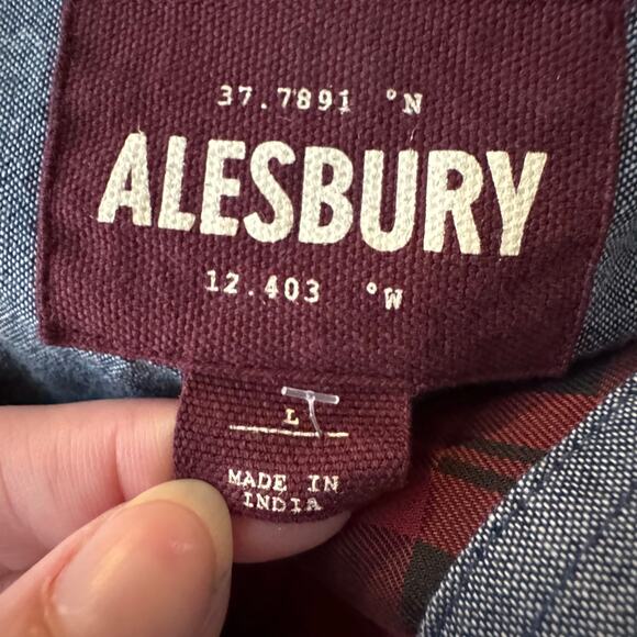 Alesbury Long Sleeve Button Up  Shirt Red Plaid Cotton Men’s Large NWT - Picture 9 of 9